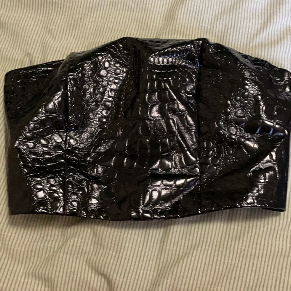 Leather snakeskin zip up top
